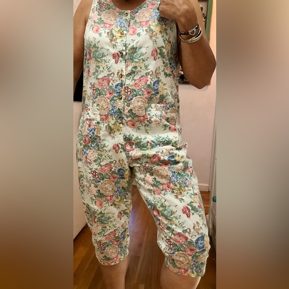 Vintage At Last & Company retro floral romper jumper/overalls - Picture 7 of 8